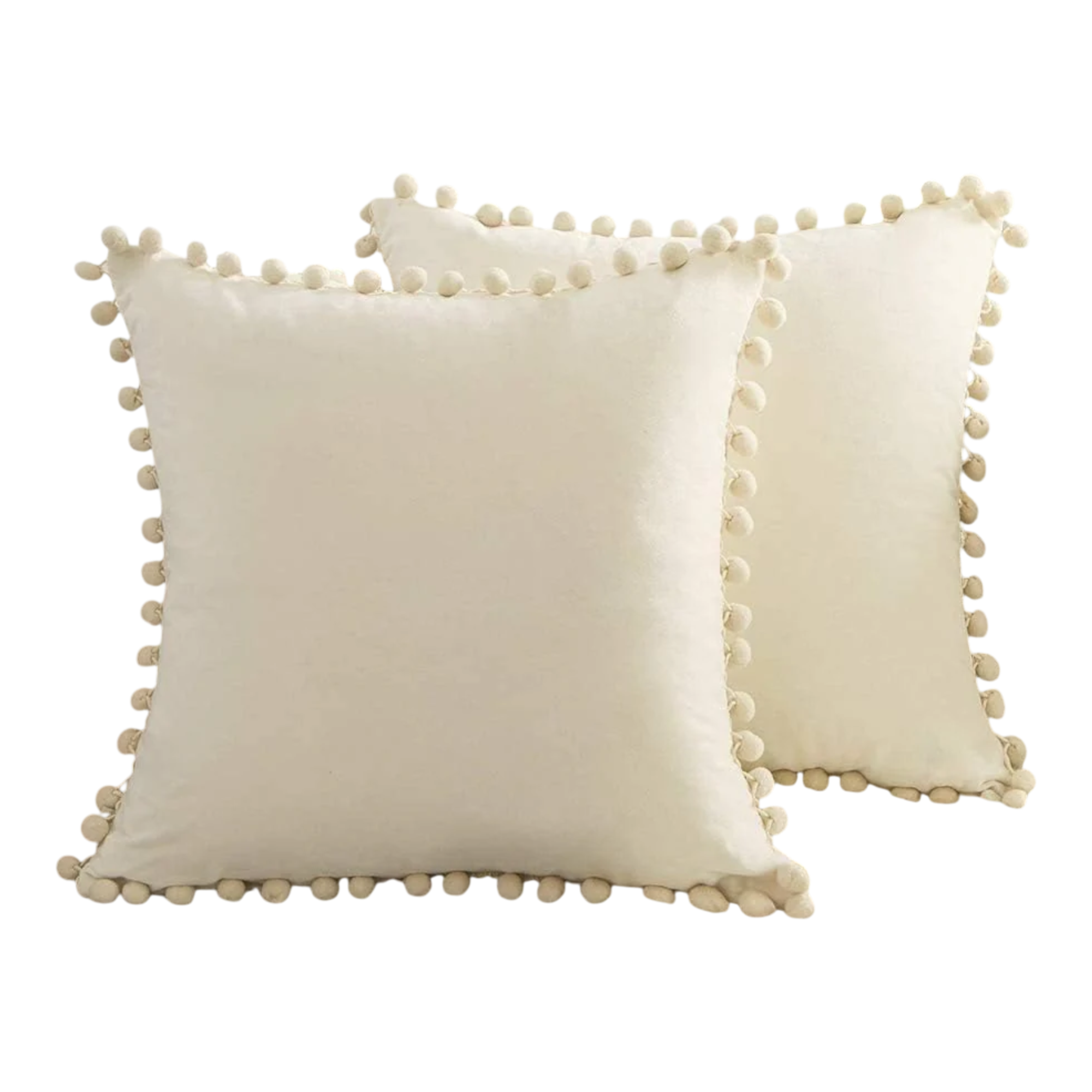 Decorative Throw Pillow Covers with Pom Poms