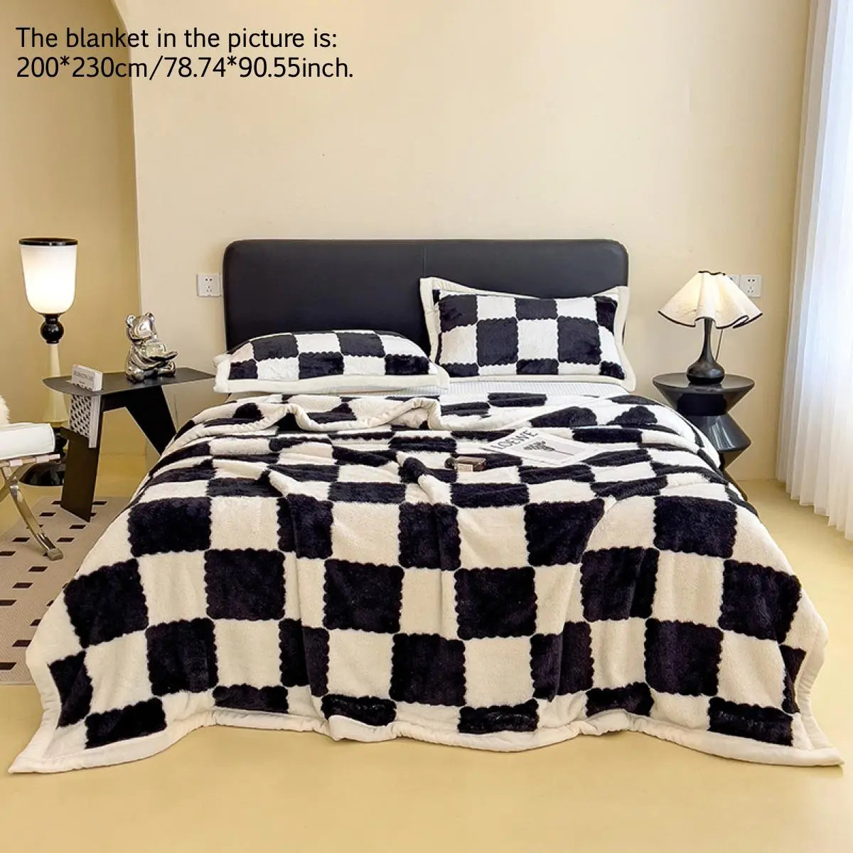 Plaid Pattern Blanket, 1/2 Counts 350GSM Soft Comfortable Warm Throw, Air-Conditioned Room Warm Nap Blanket for Home Office Travel